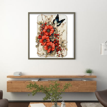 Poppies And Butterflies - 11CT Stamped Cross Stitch 40*40CM