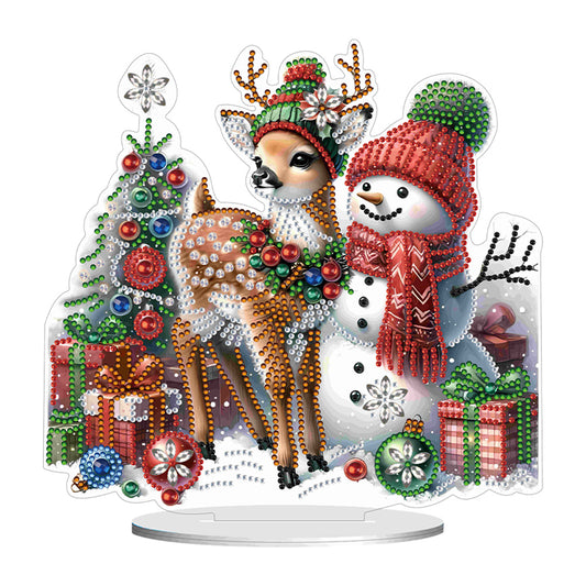 Christmas Acrylic Winter Snowman Diamond Painting Desktop Decor for Office Decor