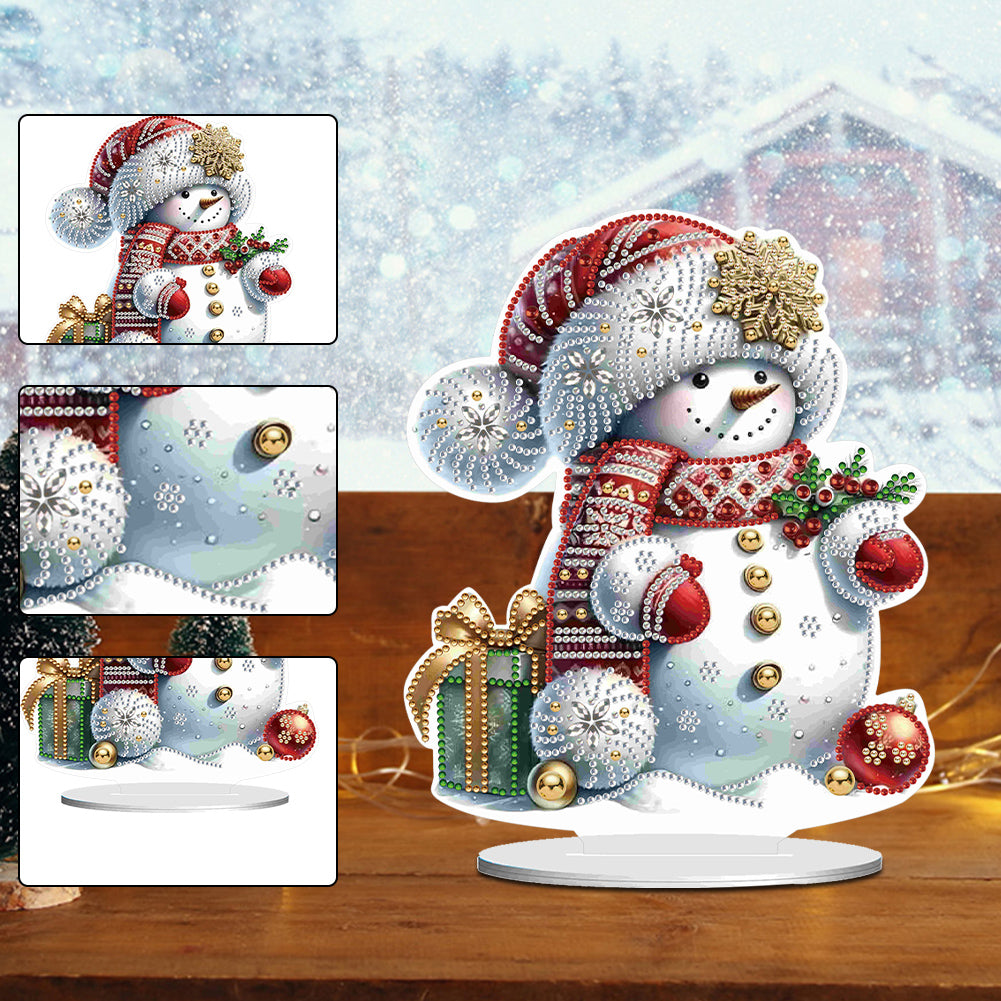 Christmas Acrylic Winter Snowman Diamond Painting Desktop Decor for Office Decor