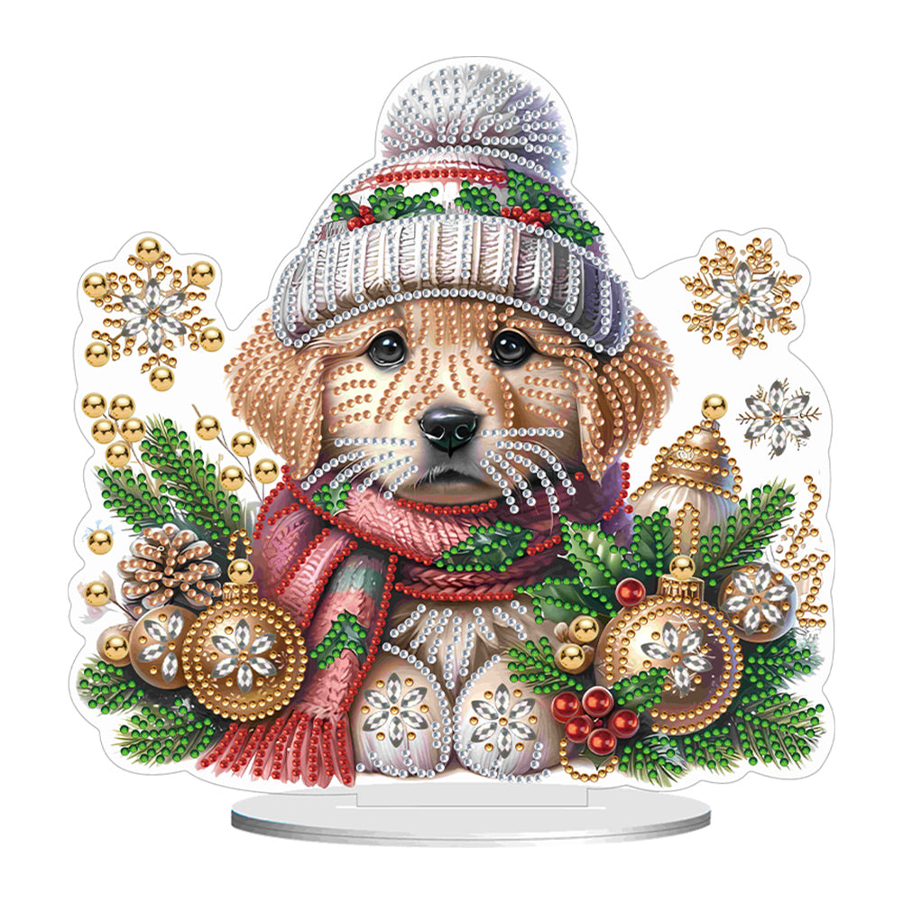 Winter Dog DIY Diamond Painting Tabletop Ornaments Kit for Office Desktop Decor