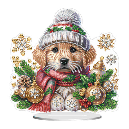 Winter Dog DIY Diamond Painting Tabletop Ornaments Kit for Office Desktop Decor