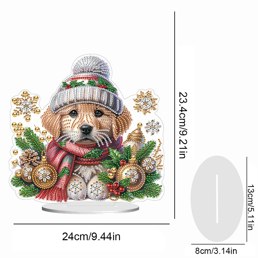 Winter Dog DIY Diamond Painting Tabletop Ornaments Kit for Office Desktop Decor