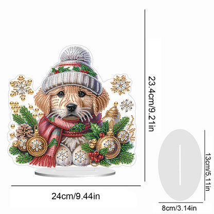 Winter Dog DIY Diamond Painting Tabletop Ornaments Kit for Office Desktop Decor