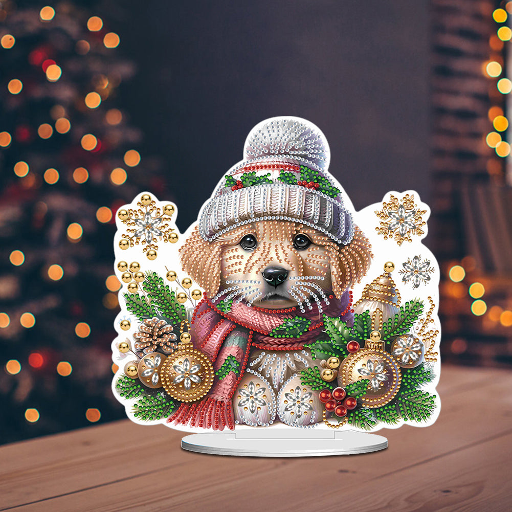 Winter Dog DIY Diamond Painting Tabletop Ornaments Kit for Office Desktop Decor