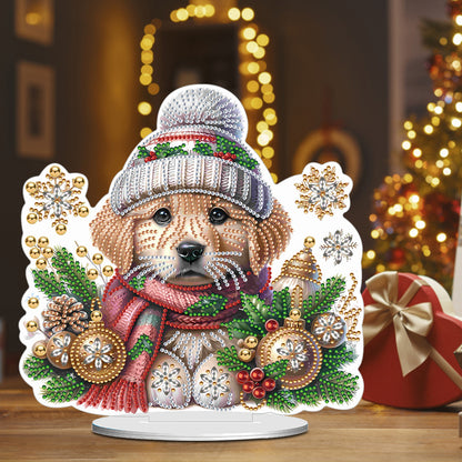 Winter Dog DIY Diamond Painting Tabletop Ornaments Kit for Office Desktop Decor