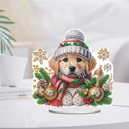 Winter Dog DIY Diamond Painting Tabletop Ornaments Kit for Office Desktop Decor