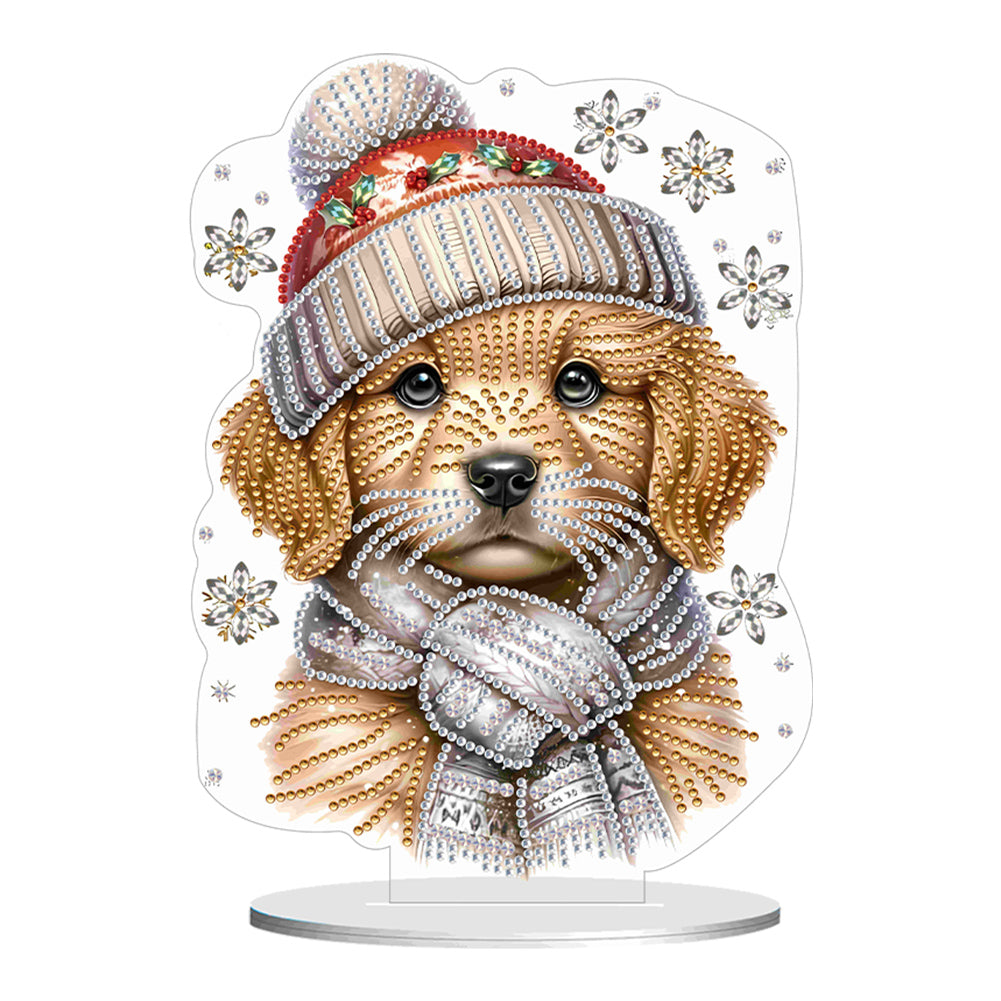 Winter Dog DIY Diamond Painting Tabletop Ornaments Kit for Office Desktop Decor