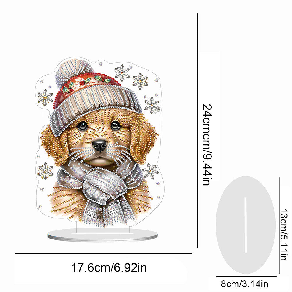 Winter Dog DIY Diamond Painting Tabletop Ornaments Kit for Office Desktop Decor