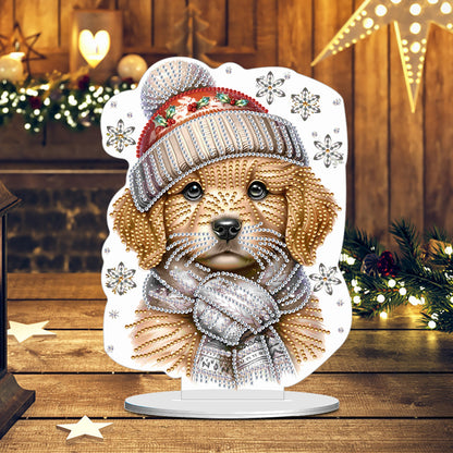 Winter Dog DIY Diamond Painting Tabletop Ornaments Kit for Office Desktop Decor