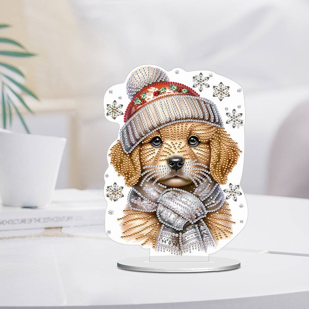 Winter Dog DIY Diamond Painting Tabletop Ornaments Kit for Office Desktop Decor