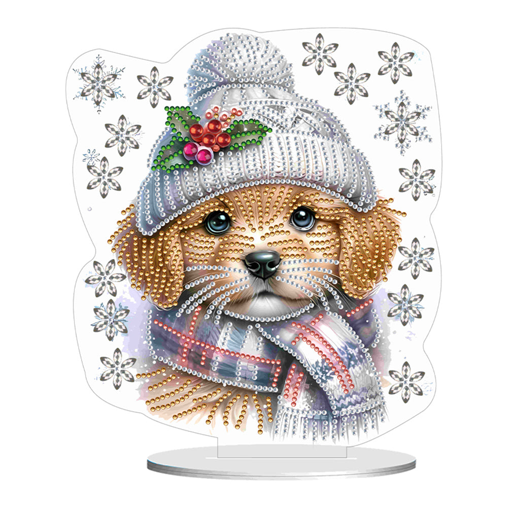 Winter Dog DIY Diamond Painting Tabletop Ornaments Kit for Office Desktop Decor