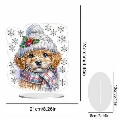 Winter Dog DIY Diamond Painting Tabletop Ornaments Kit for Office Desktop Decor