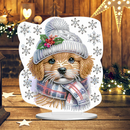 Winter Dog DIY Diamond Painting Tabletop Ornaments Kit for Office Desktop Decor