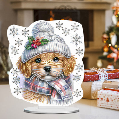 Winter Dog DIY Diamond Painting Tabletop Ornaments Kit for Office Desktop Decor