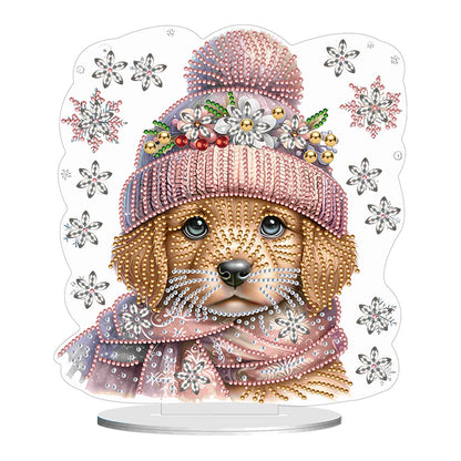 Winter Dog DIY Diamond Painting Tabletop Ornaments Kit for Office Desktop Decor