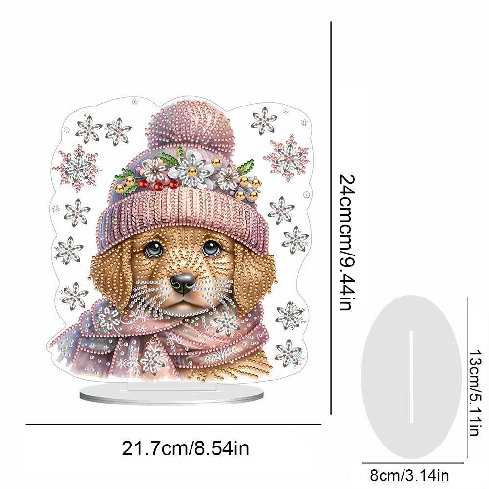 Winter Dog DIY Diamond Painting Tabletop Ornaments Kit for Office Desktop Decor