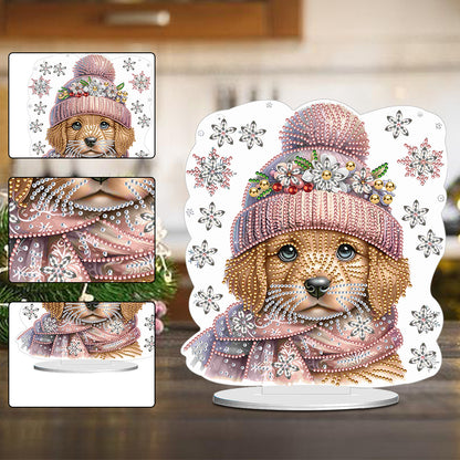 Winter Dog DIY Diamond Painting Tabletop Ornaments Kit for Office Desktop Decor