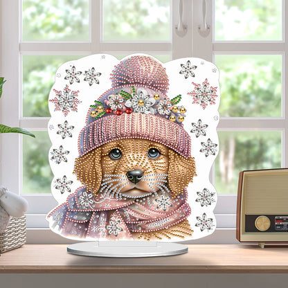 Winter Dog DIY Diamond Painting Tabletop Ornaments Kit for Office Desktop Decor