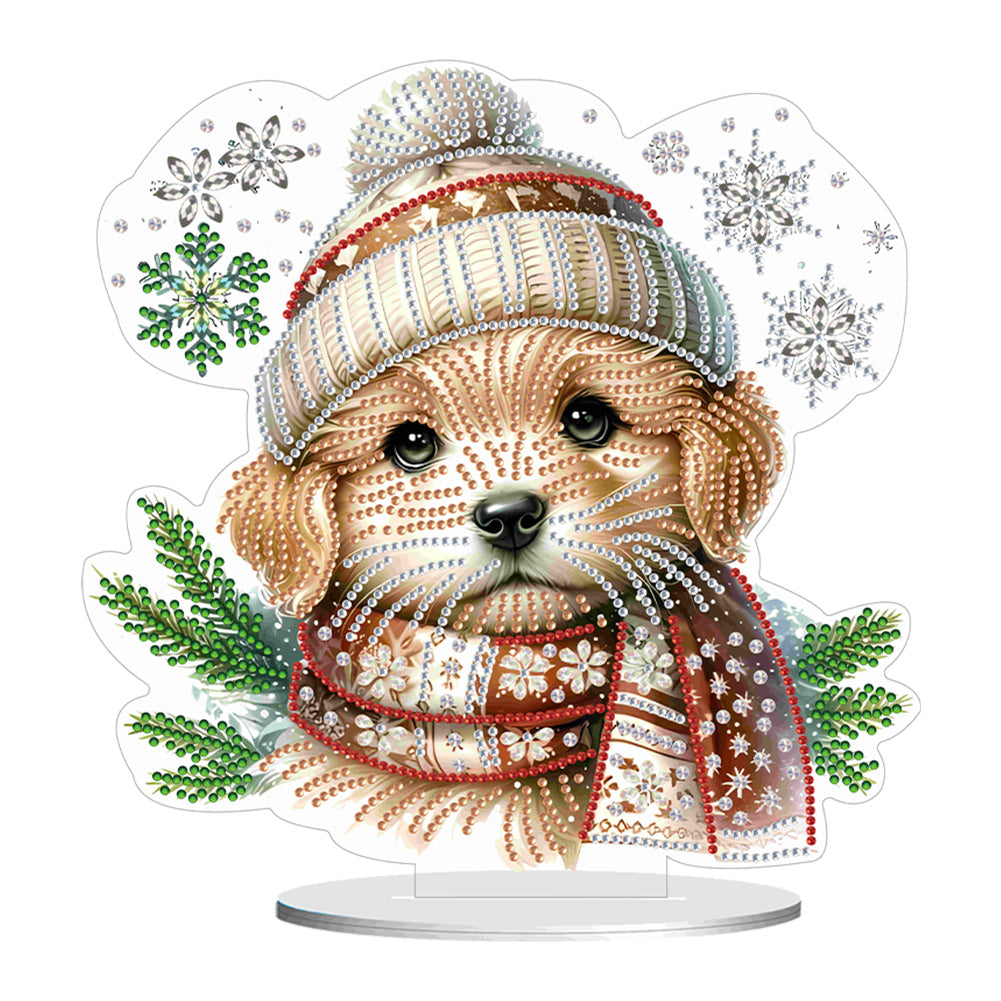 Winter Dog DIY Diamond Painting Tabletop Ornaments Kit for Office Desktop Decor