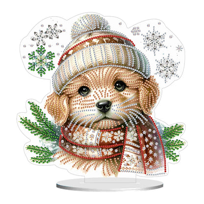 Winter Dog DIY Diamond Painting Tabletop Ornaments Kit for Office Desktop Decor