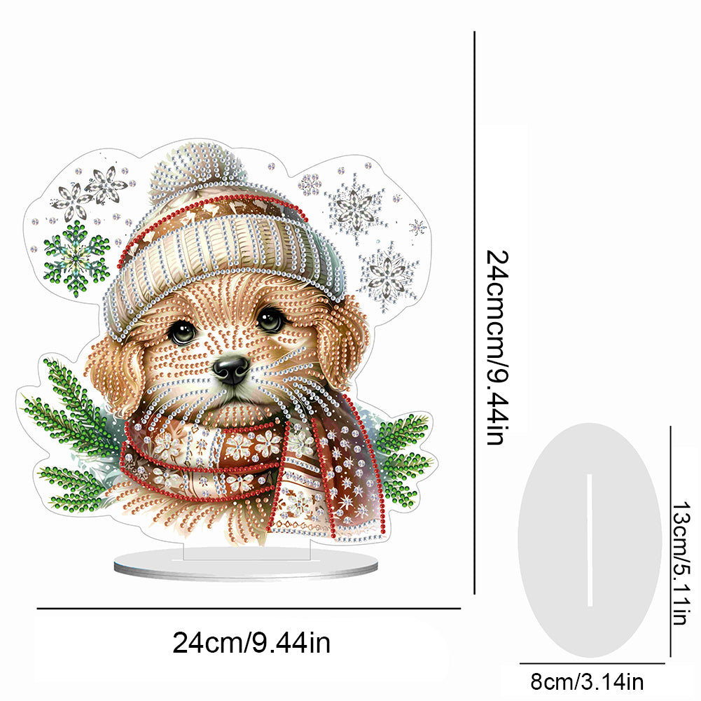 Winter Dog DIY Diamond Painting Tabletop Ornaments Kit for Office Desktop Decor