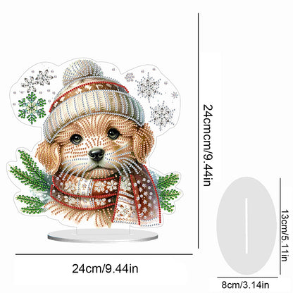 Winter Dog DIY Diamond Painting Tabletop Ornaments Kit for Office Desktop Decor