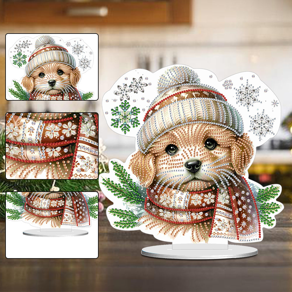 Winter Dog DIY Diamond Painting Tabletop Ornaments Kit for Office Desktop Decor