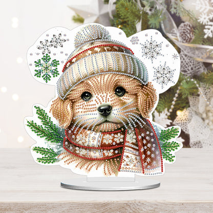 Winter Dog DIY Diamond Painting Tabletop Ornaments Kit for Office Desktop Decor