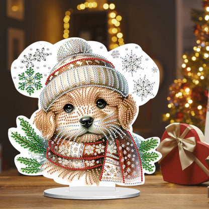 Winter Dog DIY Diamond Painting Tabletop Ornaments Kit for Office Desktop Decor