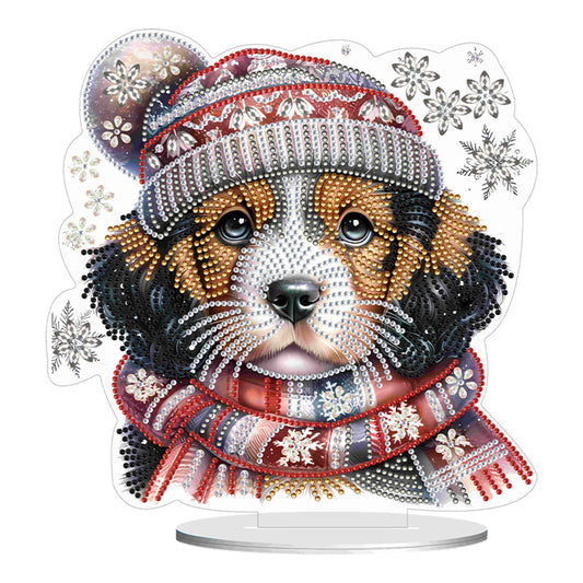 Winter Dog DIY Diamond Painting Tabletop Ornaments Kit for Office Desktop Decor