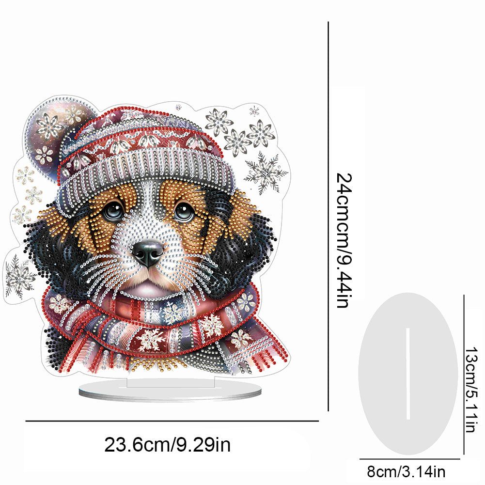 Winter Dog DIY Diamond Painting Tabletop Ornaments Kit for Office Desktop Decor