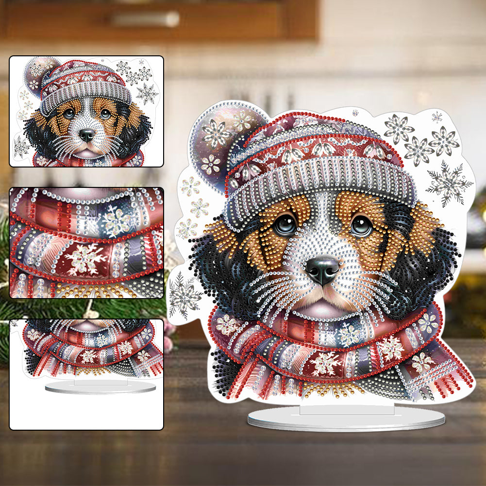 Winter Dog DIY Diamond Painting Tabletop Ornaments Kit for Office Desktop Decor