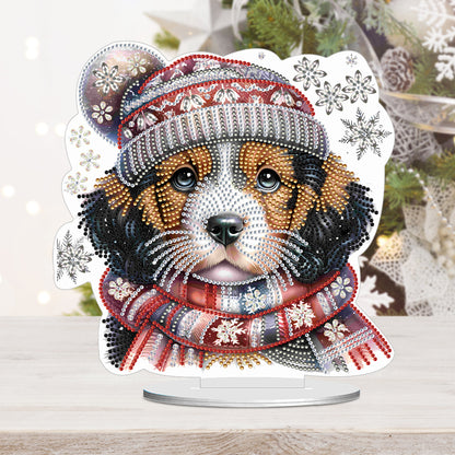 Winter Dog DIY Diamond Painting Tabletop Ornaments Kit for Office Desktop Decor