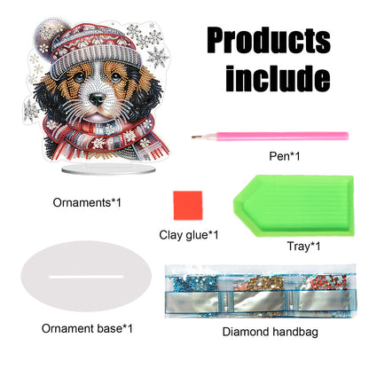 Winter Dog DIY Diamond Painting Tabletop Ornaments Kit for Office Desktop Decor