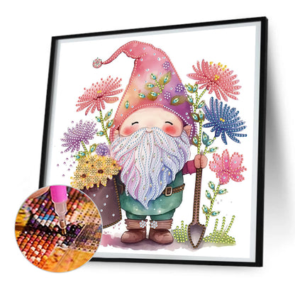 Gnome And Flower Powder - Special Shaped Drill Diamond Painting 30*30CM