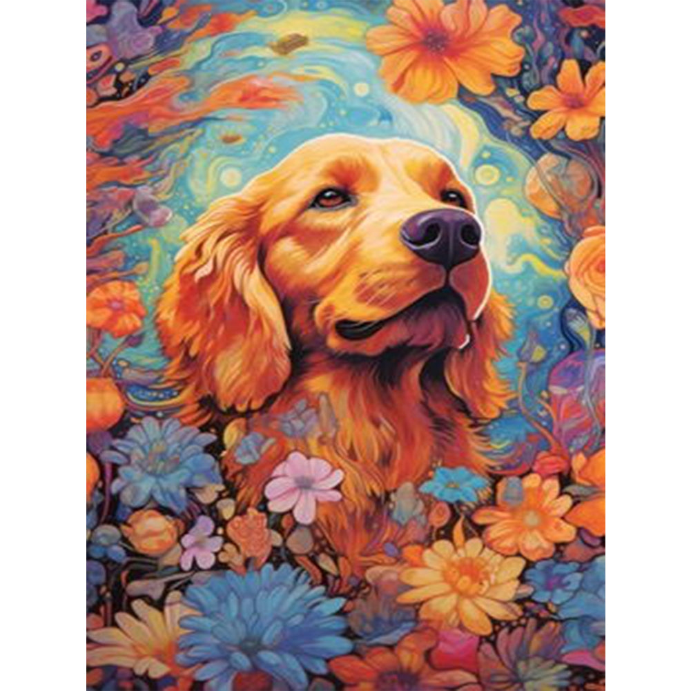 Flower Puppy - 11CT Stamped Cross Stitch 40*56CM