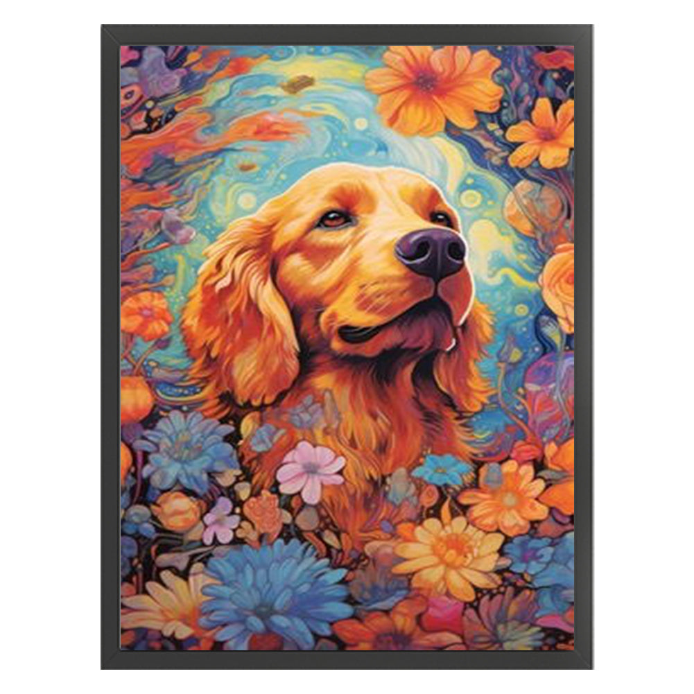 Flower Puppy - 11CT Stamped Cross Stitch 40*56CM