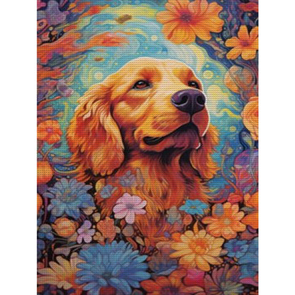 Flower Puppy - 11CT Stamped Cross Stitch 40*56CM