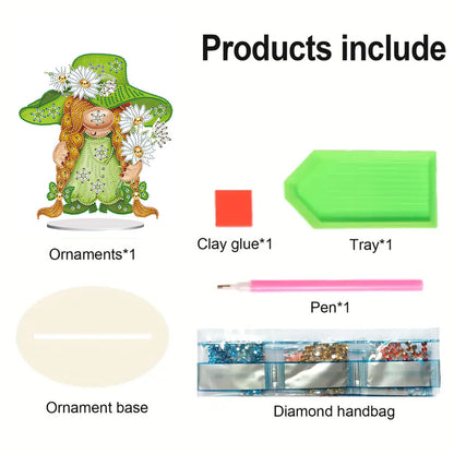 Garden Gnome DIY Diamond Painting Desktop Ornaments Kit for Office Desktop Decor