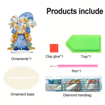 Garden Gnome DIY Diamond Painting Desktop Ornaments Kit for Office Desktop Decor