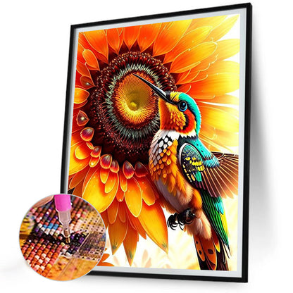 Sunflowers And Hummingbirds - Full Round Drill Diamond Painting 30*40CM