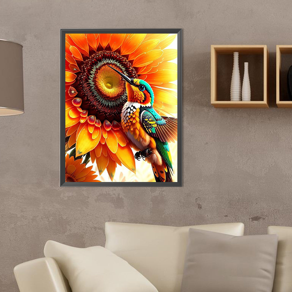 Sunflowers And Hummingbirds - Full Round Drill Diamond Painting 30*40CM