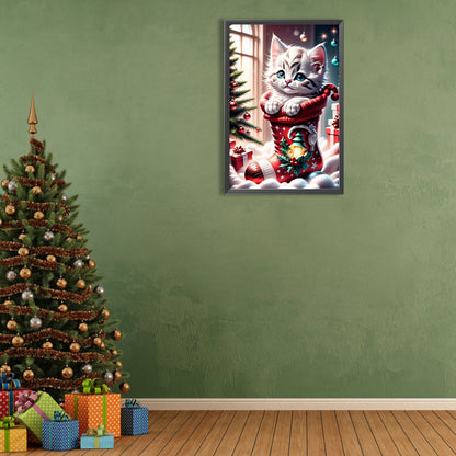 Cat In Socks - Full Round Drill Diamond Painting 40*60CM