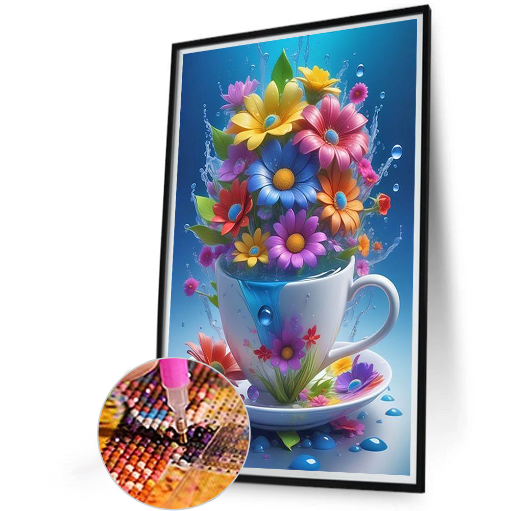 Cup Flowers - Full Round Drill Diamond Painting 40*60CM