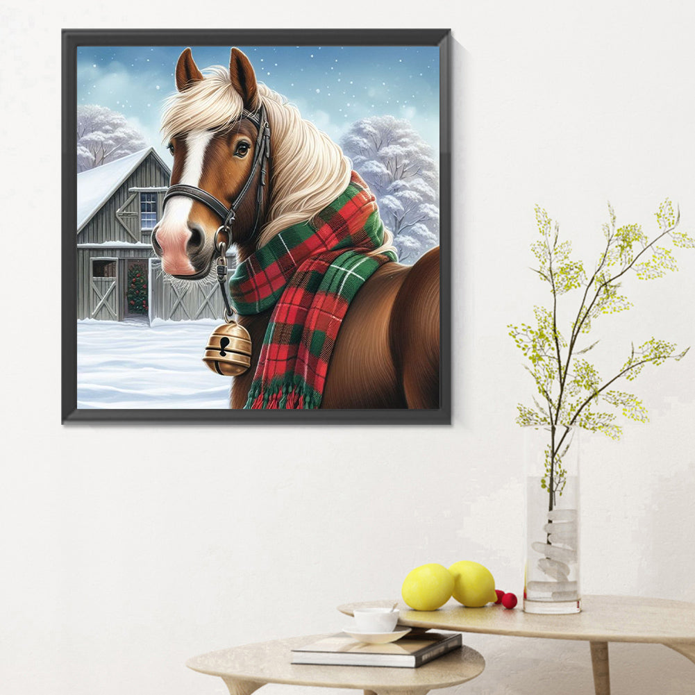 Horses In Snow Scene - Full Round Drill Diamond Painting 30*30CM