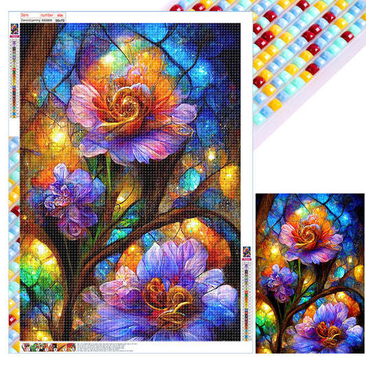 Translucent Colorful Flowers - Full Square Drill Diamond Painting 50*70CM