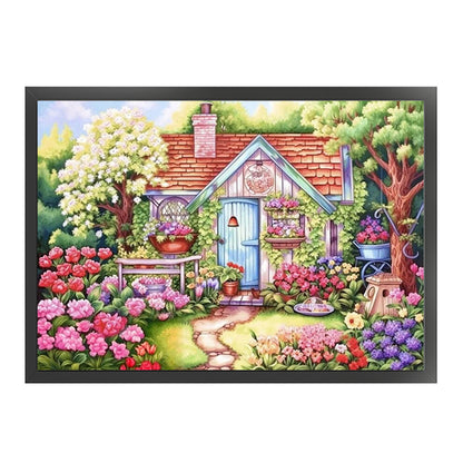 Flower House - 11CT Stamped Cross Stitch 60*45CM