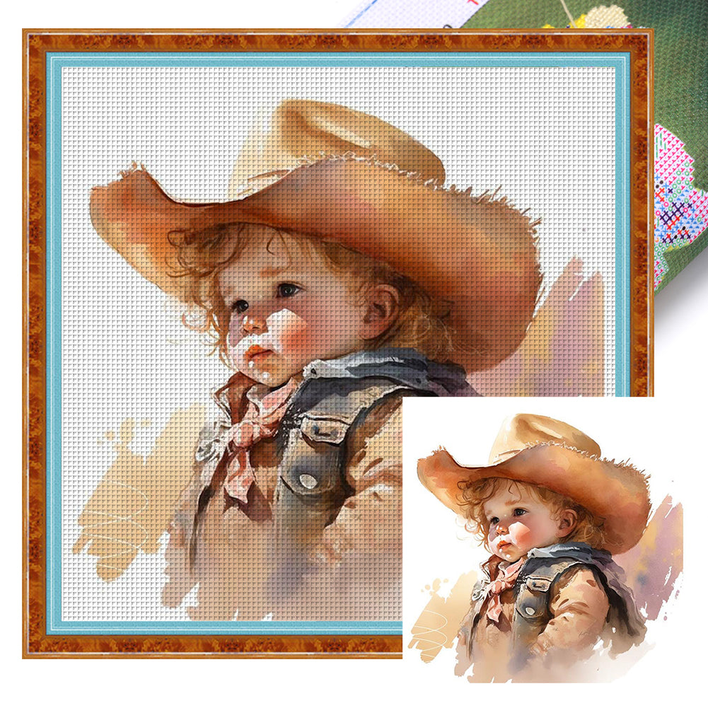 Cowboy Boy - 11CT Stamped Cross Stitch 40*40CM