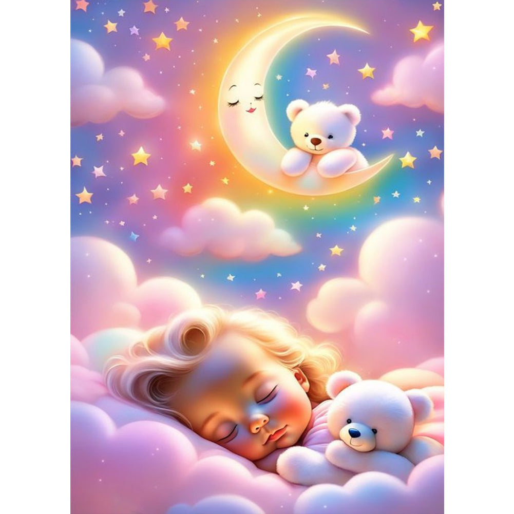 Baby Sleeping On The Clouds - Full AB Round Drill Diamond Painting 40*55CM