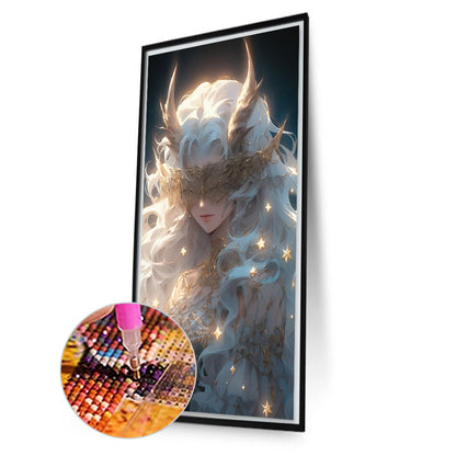 White Hair Elf Girl - Full AB Round Drill Diamond Painting 40*70CM